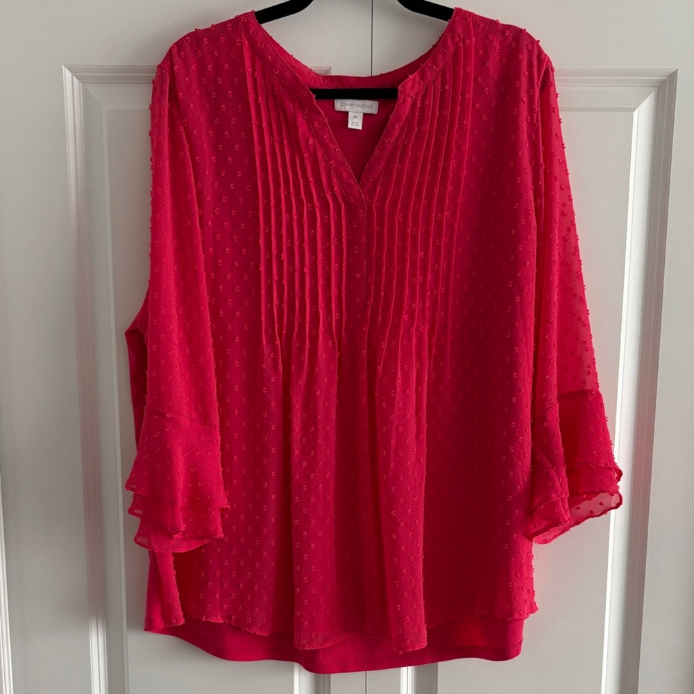 Charter Club Vibrant Fuchsia Textured Blouse Size XXL